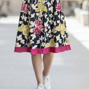 Merona Floral A-Line Skirt with Pink Trim